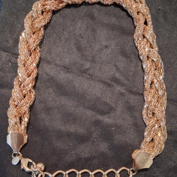 Express Gold Tone Braided Mesh Statement Necklace - Picture 4 of 5